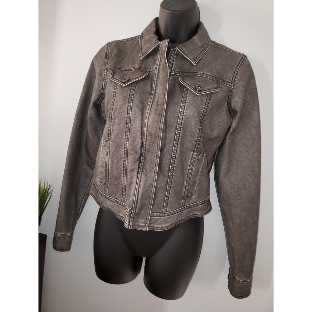 Gray faux leather jacket